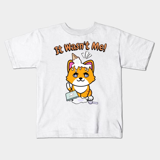 It wasnt me - orange cat Kids T-Shirt by Pet Station